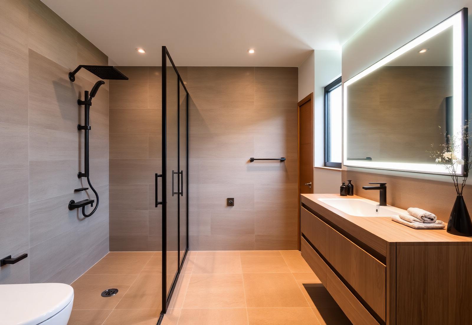 Baño reformado con ducha de obra